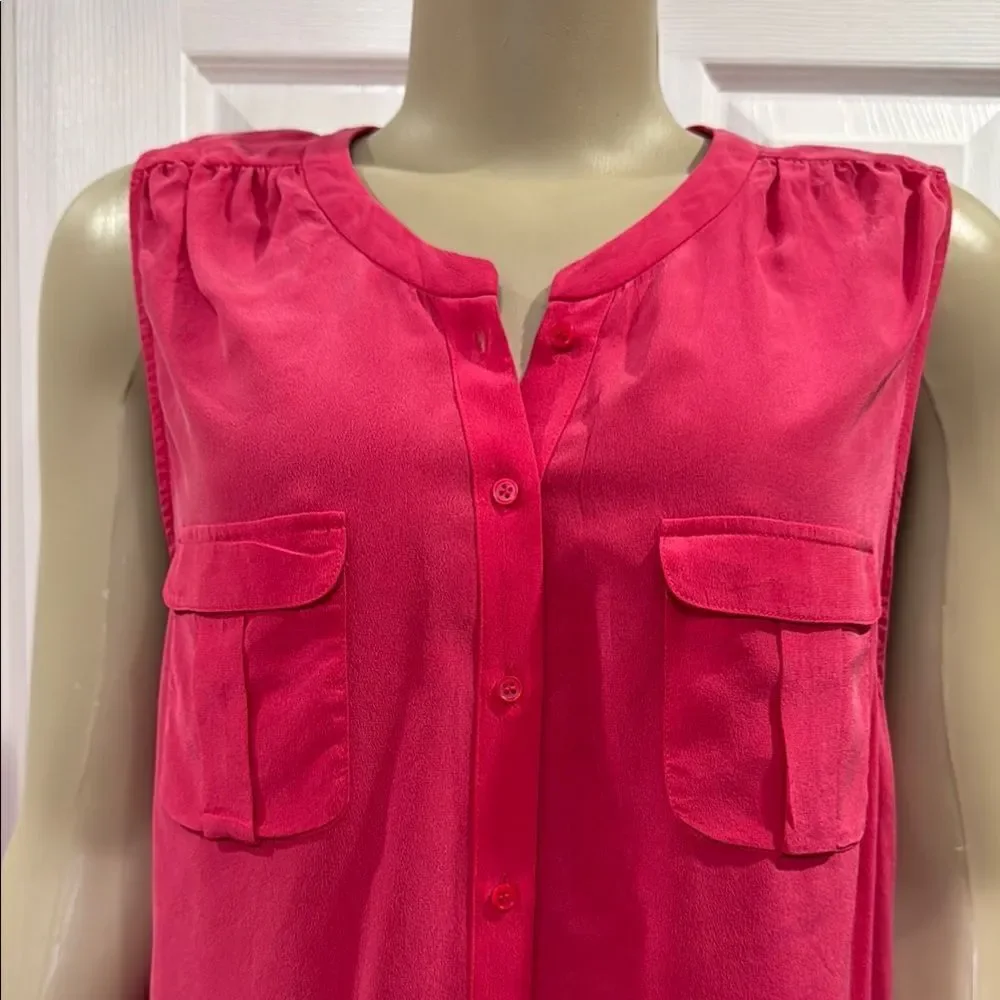 JOIE CARIDAD SPLIT NECK SILK TOP. LIPSTICK RED.